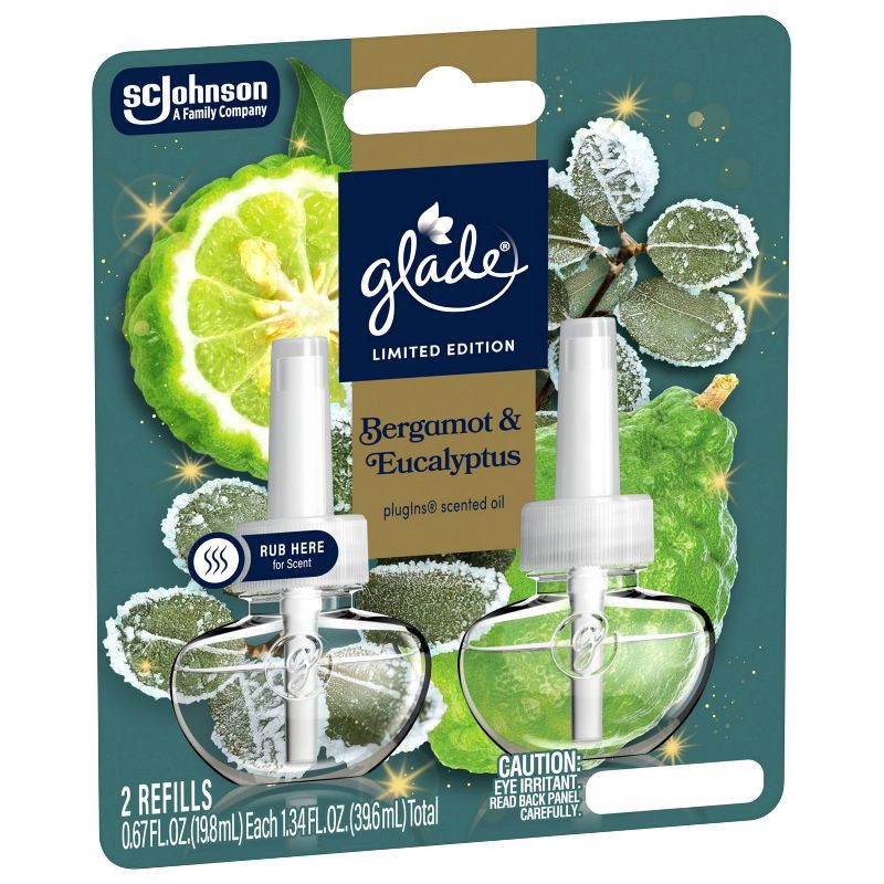 slide 10 of 11, Glade Air Freshener Plug Ins Scented Oil Diffuser Refills - Bergamot & Eucalyptus - 1.34 fl oz/2pk, 2 ct; 1.34 fl oz