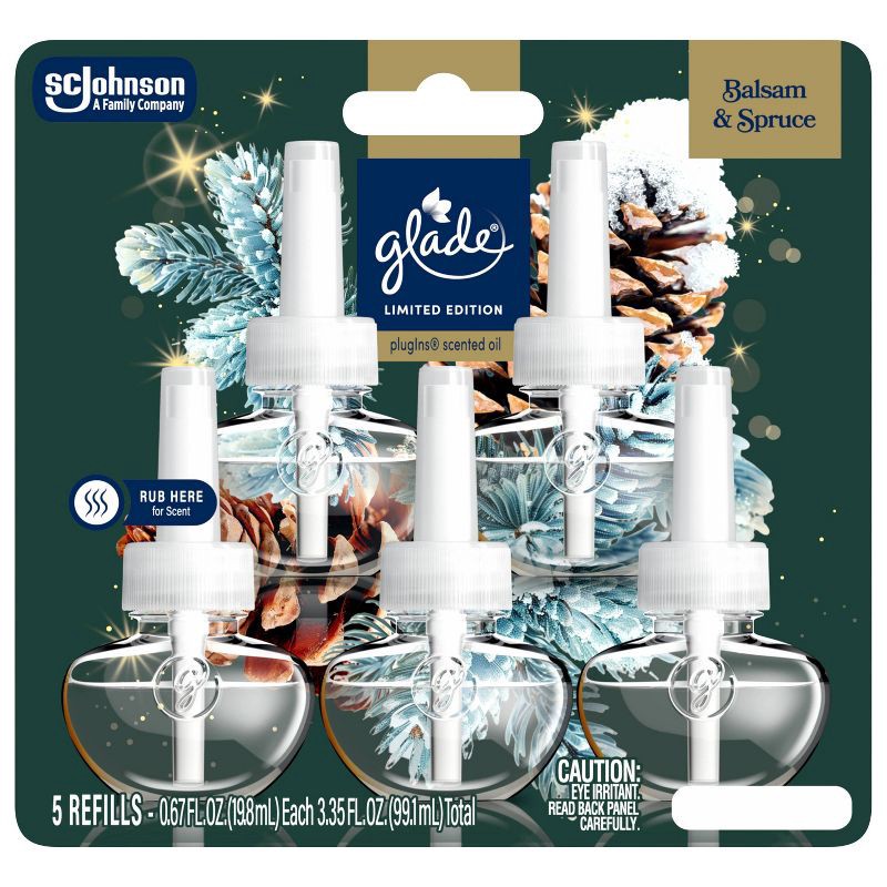 slide 4 of 12, Glade Air Freshener Plug Ins Scented Oil Diffuser Refills - Balsam & Spruce - 3.35 fl oz/5pk, 5 ct; 3.35 fl oz