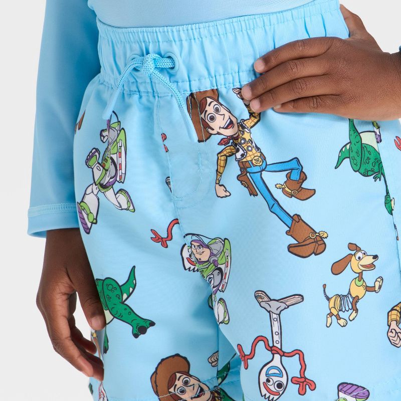 slide 2 of 3, Toddler Boys' Disney Toy Story Long Sleeve Rash Guard Swim Set - Blue 12M, 1 ct