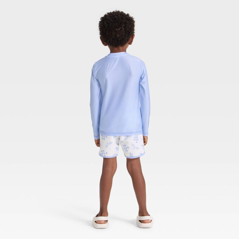 slide 2 of 4, Toddler Boys' Hot Wheels Racing Long Sleeve Rash Guard Swim Set - Light Blue 18M, 1 ct