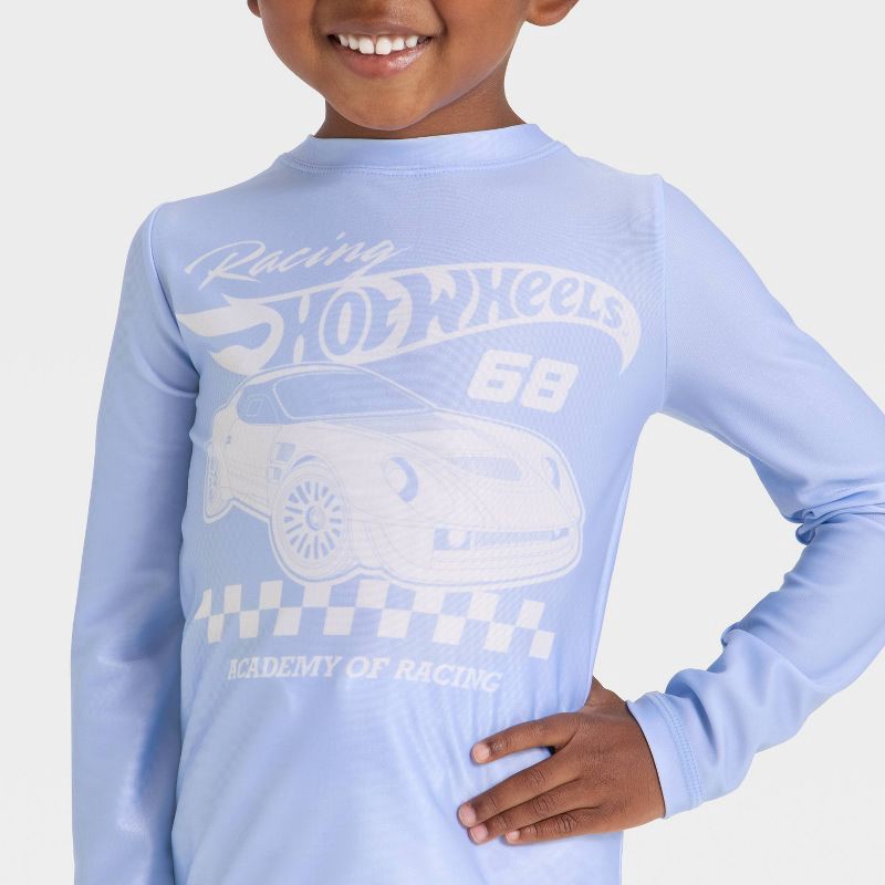 slide 3 of 4, Toddler Boys' Hot Wheels Racing Long Sleeve Rash Guard Swim Set - Light Blue 18M, 1 ct