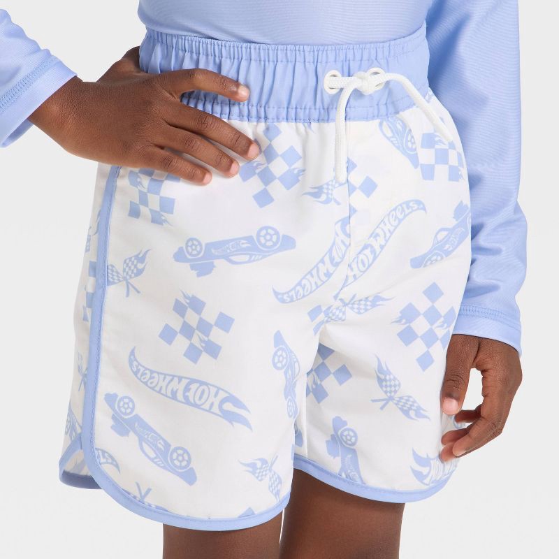 slide 4 of 4, Toddler Boys' Hot Wheels Racing Long Sleeve Rash Guard Swim Set - Light Blue 18M, 1 ct