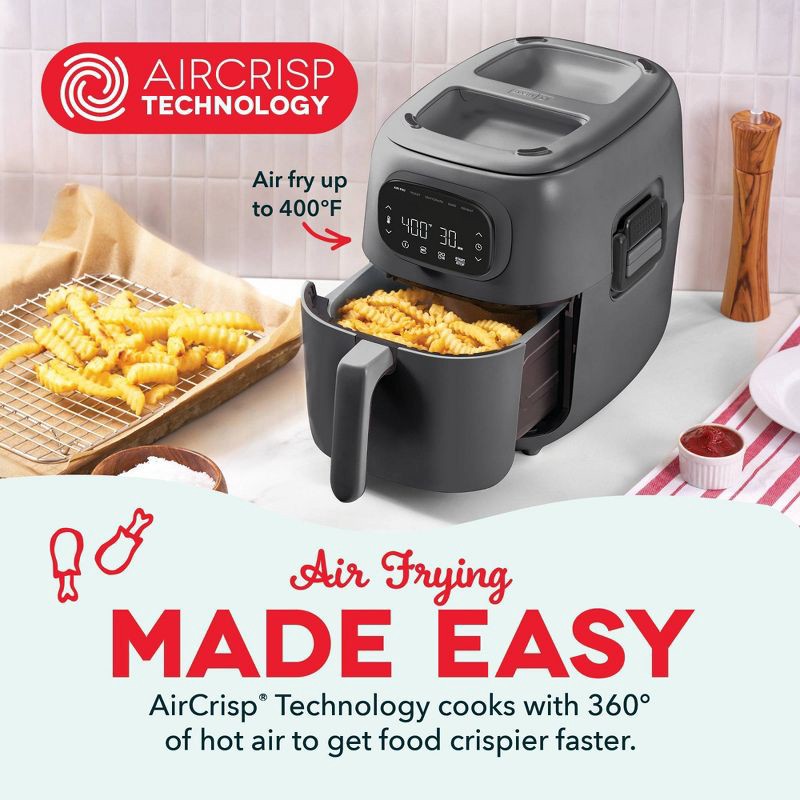 slide 6 of 8, Dash 7qt Flip and Fry Digital 2-in-1 Grill + Air Fryer Graphite, 7 qt