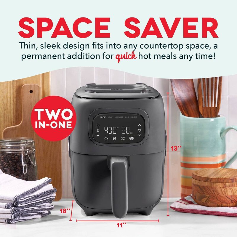 slide 7 of 8, Dash 7qt Flip and Fry Digital 2-in-1 Grill + Air Fryer Graphite, 7 qt