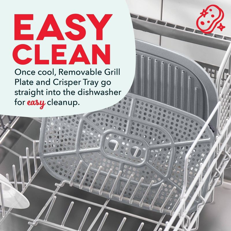 slide 8 of 8, Dash 7qt Flip and Fry Digital 2-in-1 Grill + Air Fryer Graphite, 7 qt