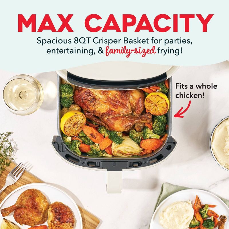 slide 3 of 7, Dash 8qt Tasti Crisp Pro Max Air Fryer Cream, 8 qt