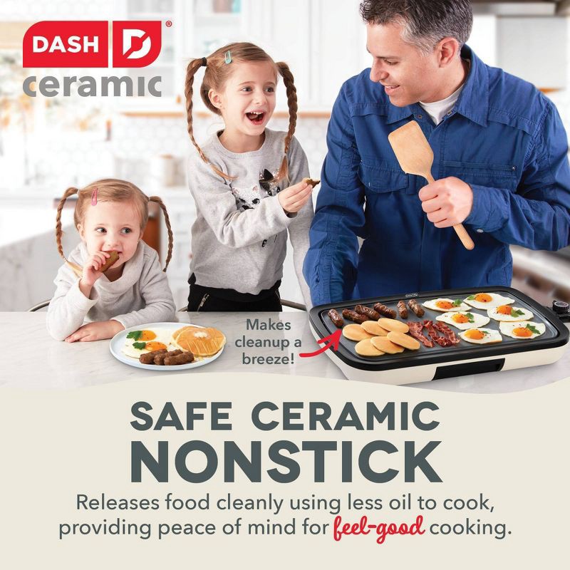 slide 3 of 6, Dash Nonstick Ceramic Electric Flat Top Griddle Cream, 1 ct