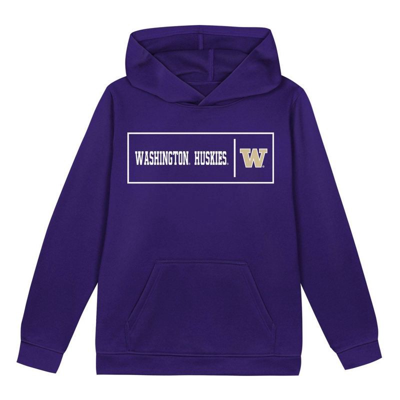 slide 2 of 3, NCAA Washington Huskies Boys' Poly Hooded Sweatshirt - L, 1 ct