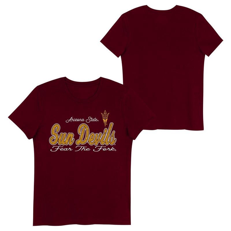 slide 1 of 3, NCAA Arizona State Sun Devils Girls' Crew Neck T-Shirt - L, 1 ct