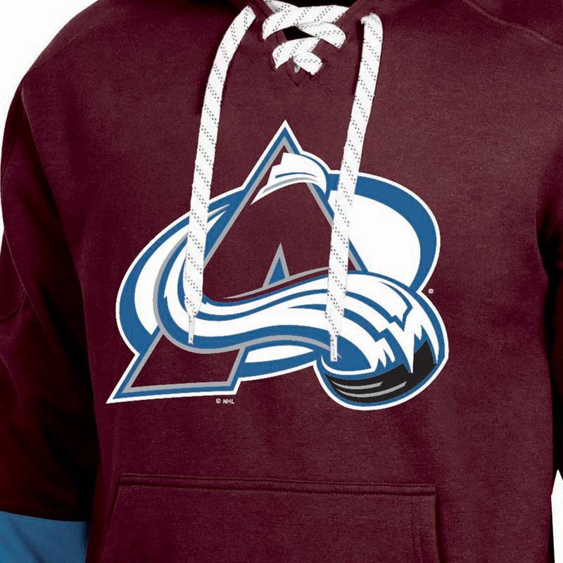 slide 3 of 3, NHL Colorado Avalanche Men's Long Sleeve Hooded Sweatshirt with Lace - XXL, 1 ct