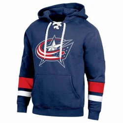 NHL Columbus Blue Jackets Men's Long Sleeve Hooded Sweatshirt with Lace - S