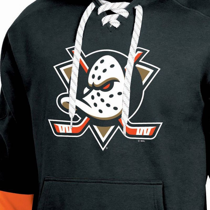 slide 3 of 3, NHL Anaheim Ducks Men's Long Sleeve Hooded Sweatshirt with Lace - S, 1 ct