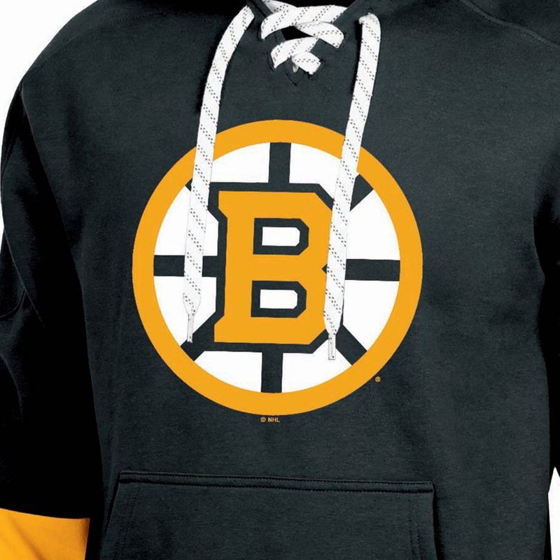 slide 3 of 3, NHL Boston Bruins Men's Long Sleeve Hooded Sweatshirt with Lace - S, 1 ct
