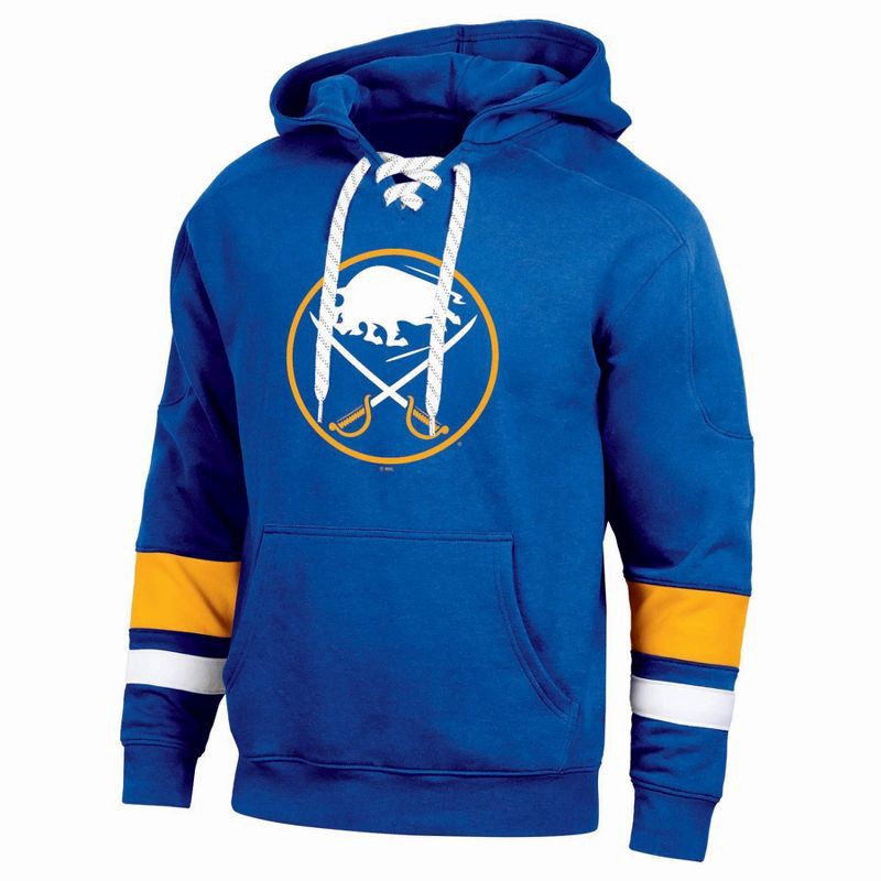 slide 1 of 3, NHL Buffalo Sabres Men's Long Sleeve Hooded Sweatshirt with Lace - M, 1 ct