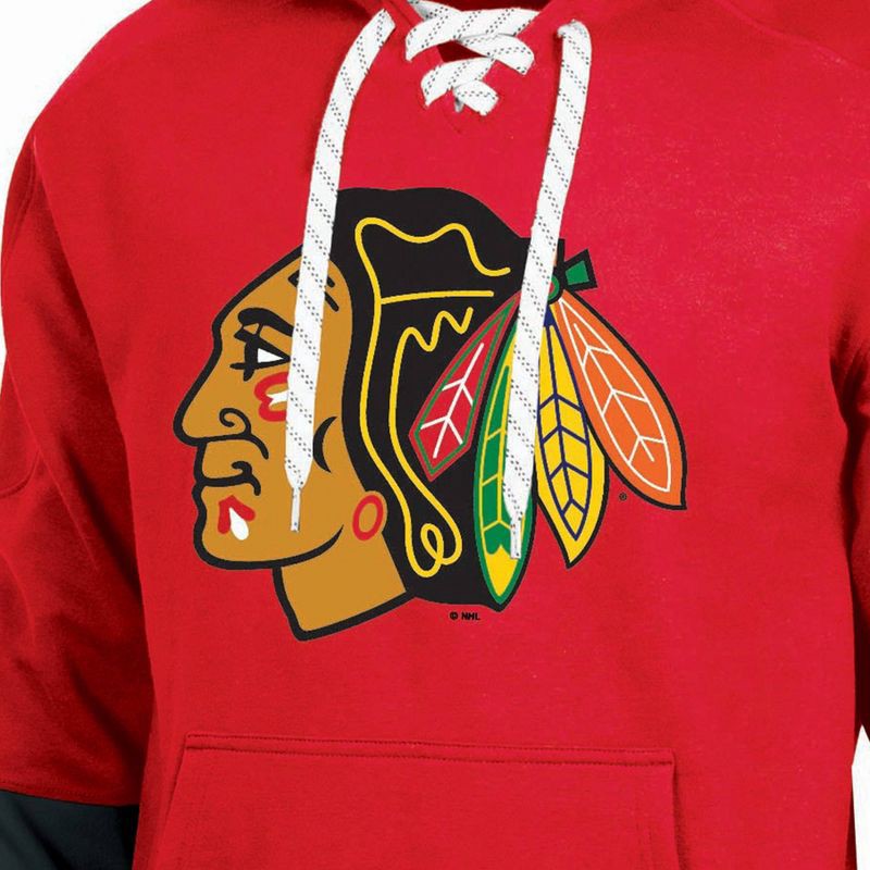 slide 3 of 3, NHL Chicago Blackhawks Men's Long Sleeve Hooded Sweatshirt with Lace - S, 1 ct