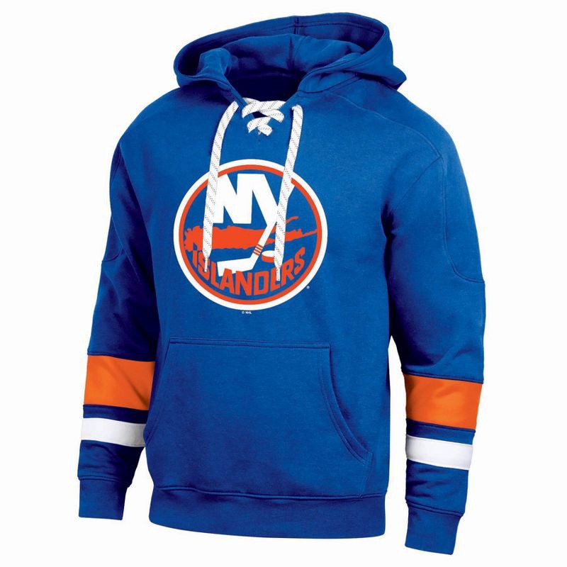 slide 1 of 3, NHL New York Islanders Men's Long Sleeve Hooded Sweatshirt with Lace - XXL, 1 ct