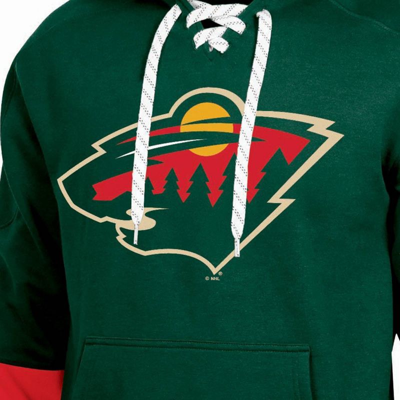 slide 3 of 3, NHL Minnesota Wild Men's Long Sleeve Hooded Sweatshirt with Lace - XL, 1 ct