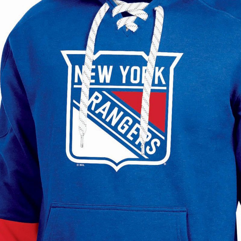 slide 3 of 3, NHL New York Rangers Men's Long Sleeve Hooded Sweatshirt with Lace - XXL, 1 ct