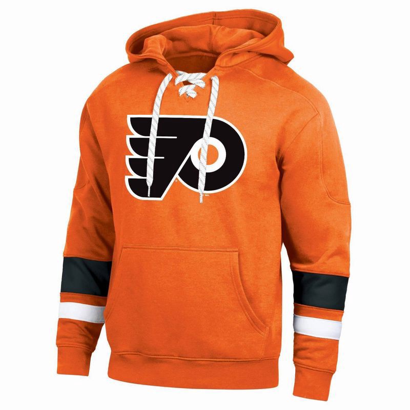 slide 1 of 3, NHL Philadelphia Flyers Men's Long Sleeve Hooded Sweatshirt with Lace - XL, 1 ct
