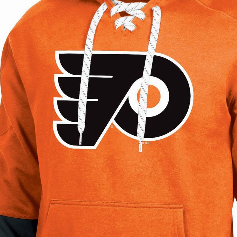 slide 3 of 3, NHL Philadelphia Flyers Men's Long Sleeve Hooded Sweatshirt with Lace - XL, 1 ct