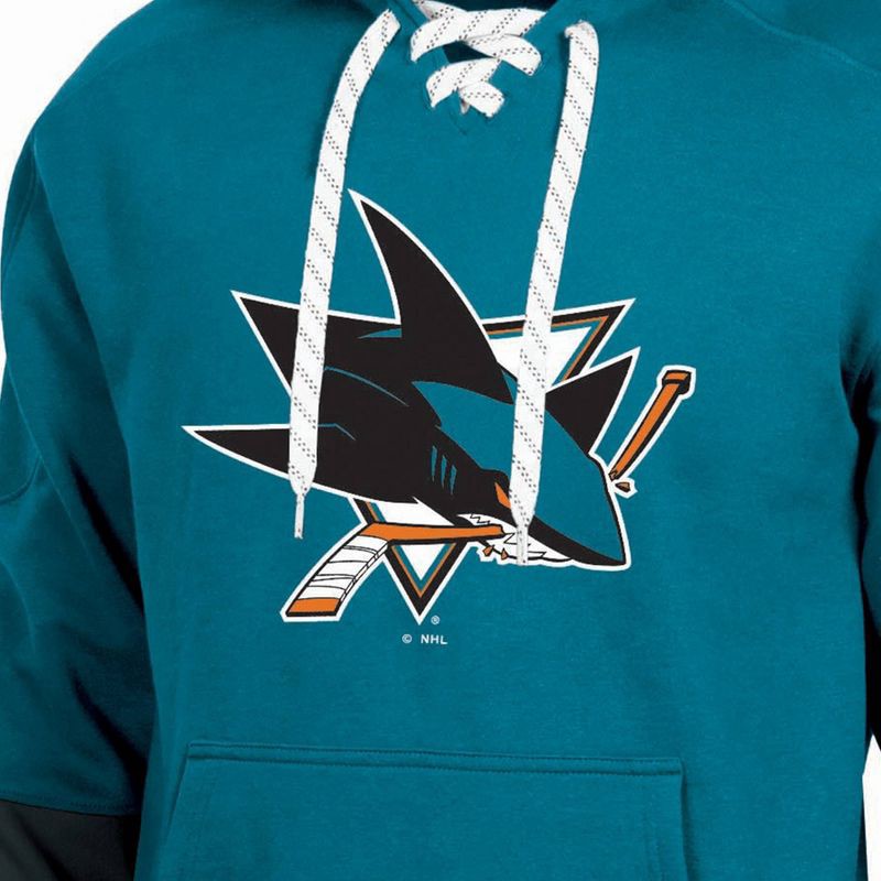 slide 3 of 3, NHL San Jose Sharks Men's Long Sleeve Hooded Sweatshirt with Lace - M, 1 ct