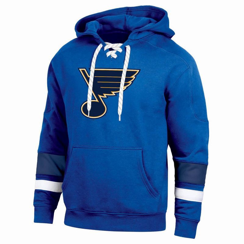 slide 1 of 3, NHL St. Louis Blues Men's Long Sleeve Hooded Sweatshirt with Lace - XXL, 1 ct