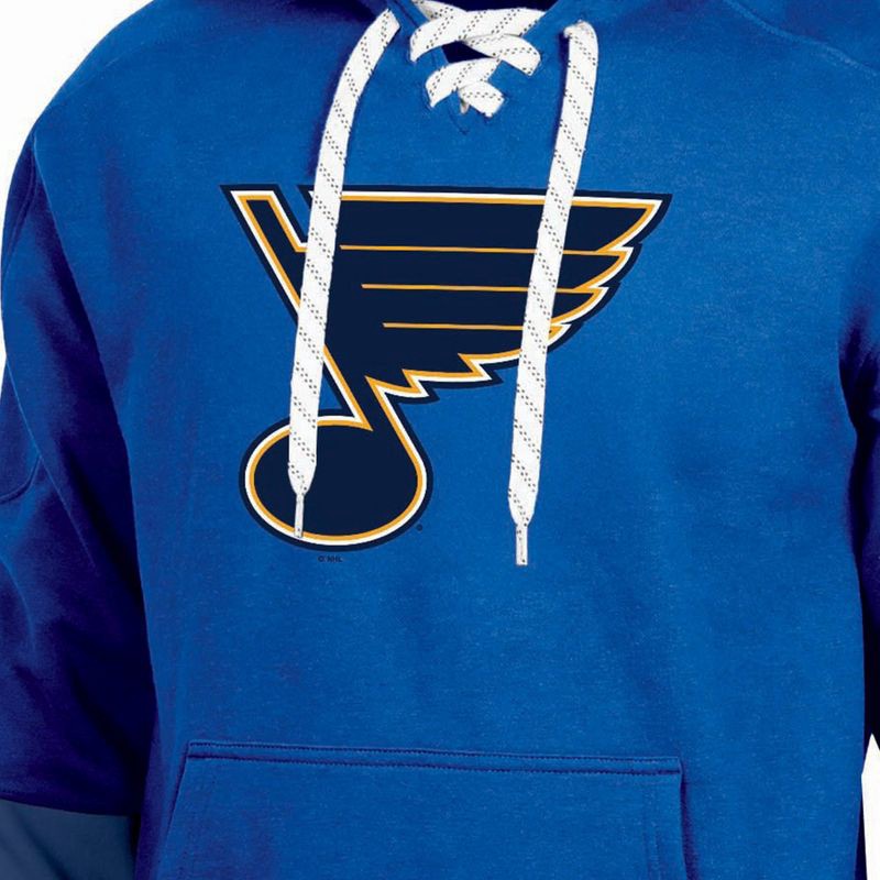 slide 3 of 3, NHL St. Louis Blues Men's Long Sleeve Hooded Sweatshirt with Lace - XXL, 1 ct