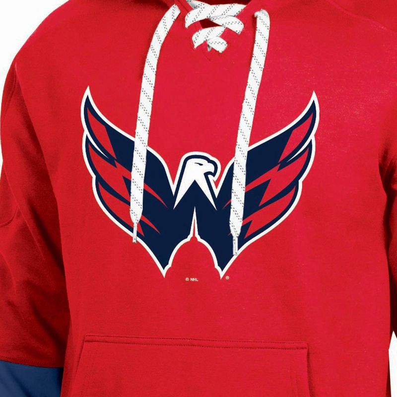 slide 3 of 3, NHL Washington Capitals Men's Long Sleeve Hooded Sweatshirt with Lace - M, 1 ct