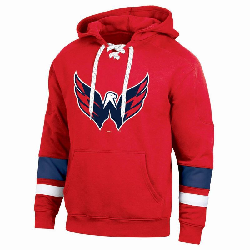 slide 1 of 3, NHL Washington Capitals Men's Long Sleeve Hooded Sweatshirt with Lace - L, 1 ct