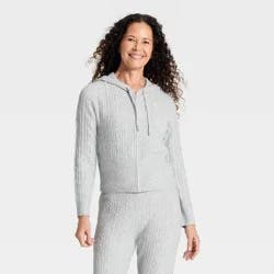 Women's Cozy Zip-Up Hoodie Cardigan Sweater - Universal Thread™ Gray XS