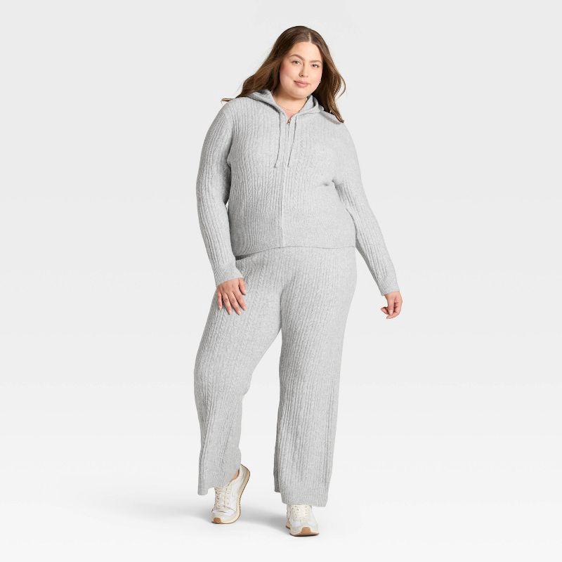 slide 3 of 3, Women's Cozy Zip-Up Hoodie Cardigan Sweater - Universal Thread™ Gray XXL, 1 ct