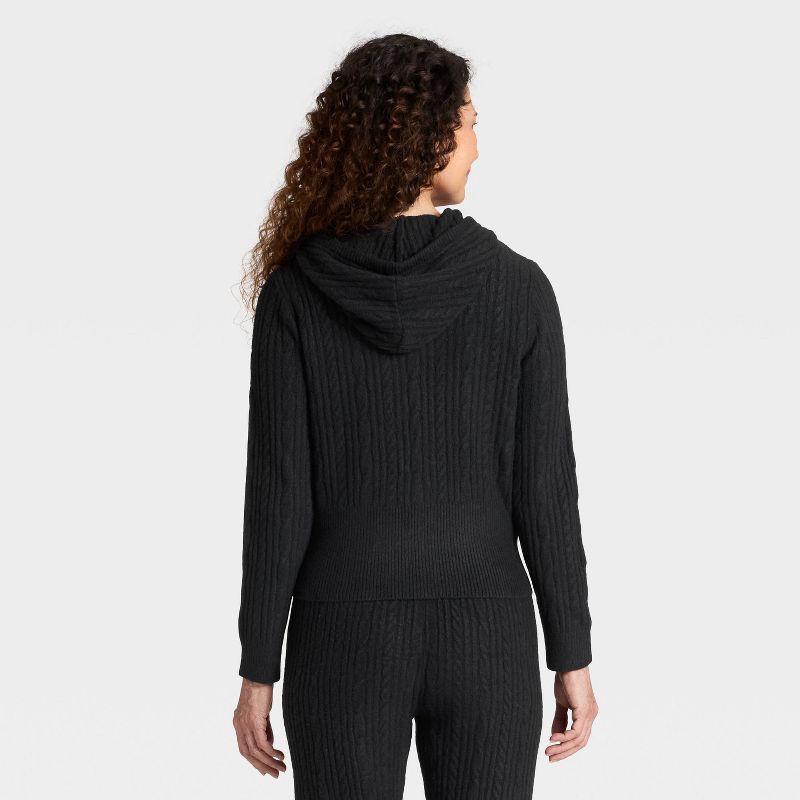 slide 2 of 3, Women's Cozy Zip-Up Hoodie Cardigan Sweater - Universal Thread™ Black S, 1 ct