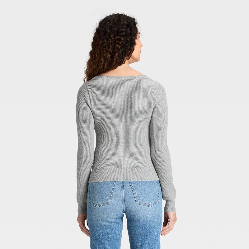 slide 2 of 3, Women's Scoop Neck Cardigan Sweater - Universal Thread™ Gray S, 1 ct