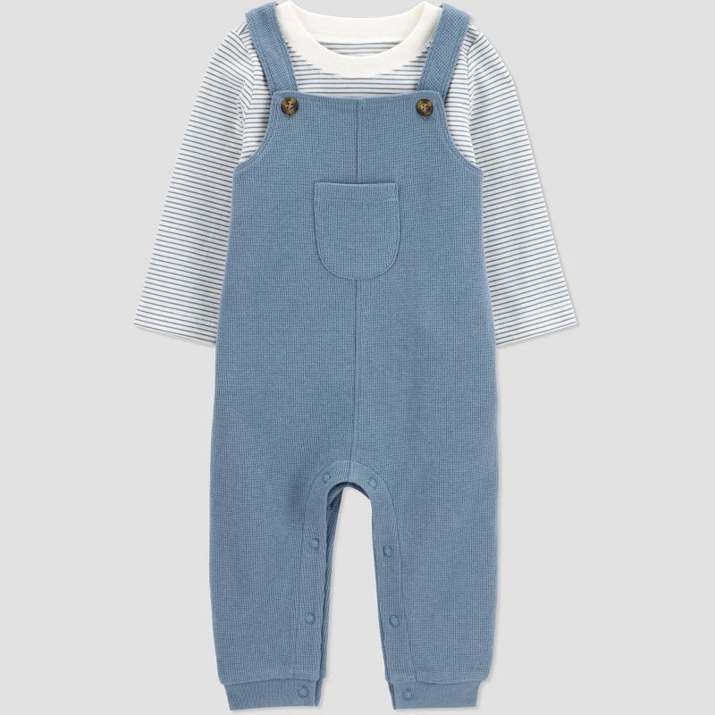 slide 2 of 6, Carter's Just One You® Baby Boys' 2pc Striped Overalls Set - Blue 6M, 2 ct