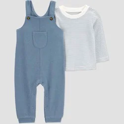 Carter's Just One You® Baby Boys' 2pc Striped Overalls Set - Blue 6M