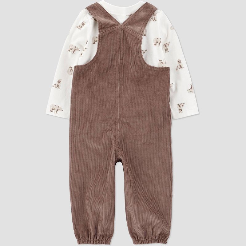 slide 4 of 7, Carter's Just One You® Baby Boys' 2pc Bear Overalls Set - Cream/Brown 9M, 2 ct