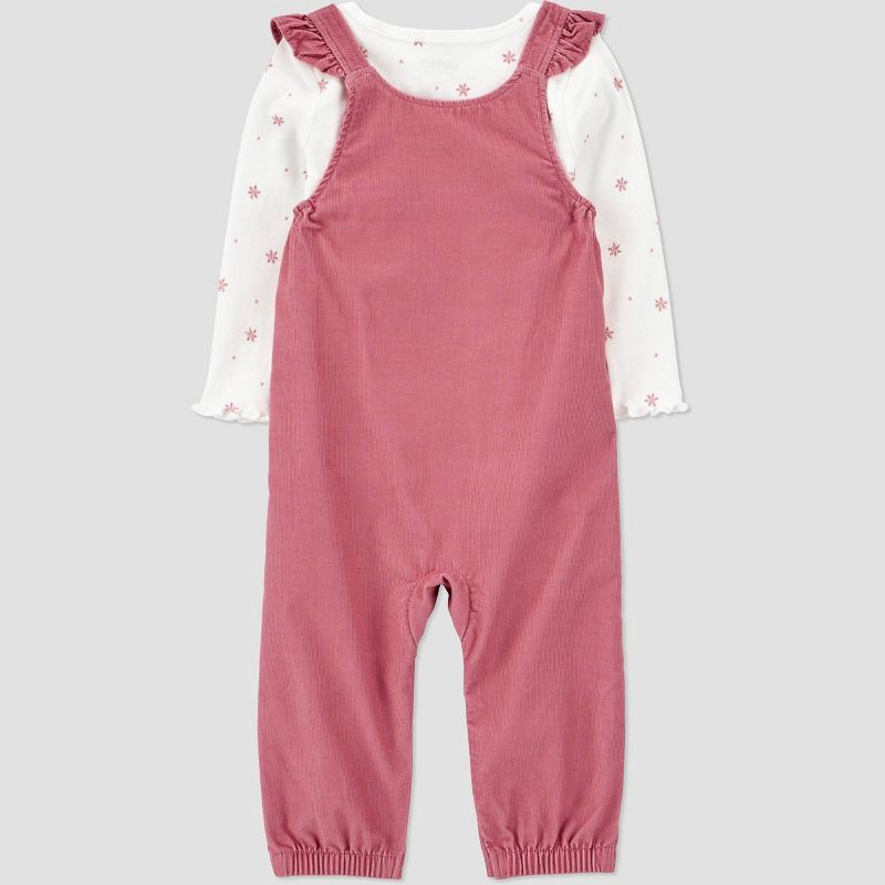 slide 4 of 7, Carter's Just One You® Baby Girls' 2pc Heart Overalls Set - Pink 12M, 2 ct