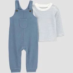Carter's Just One You® Baby Boys' 2pc Striped Overalls Set - Blue 12M