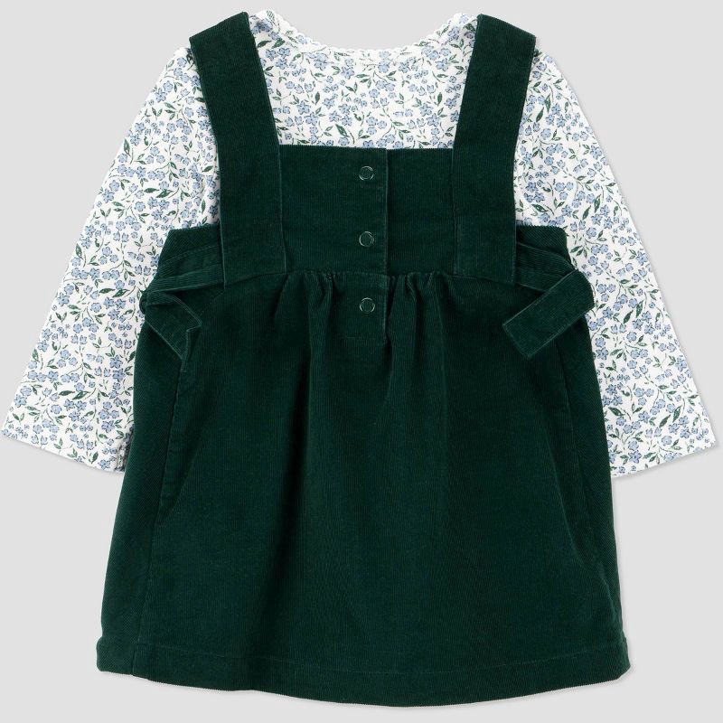 slide 3 of 6, Carter's Just One You® Baby Girls' 2pc Floral Overalls Dress - Green 3M, 2 ct