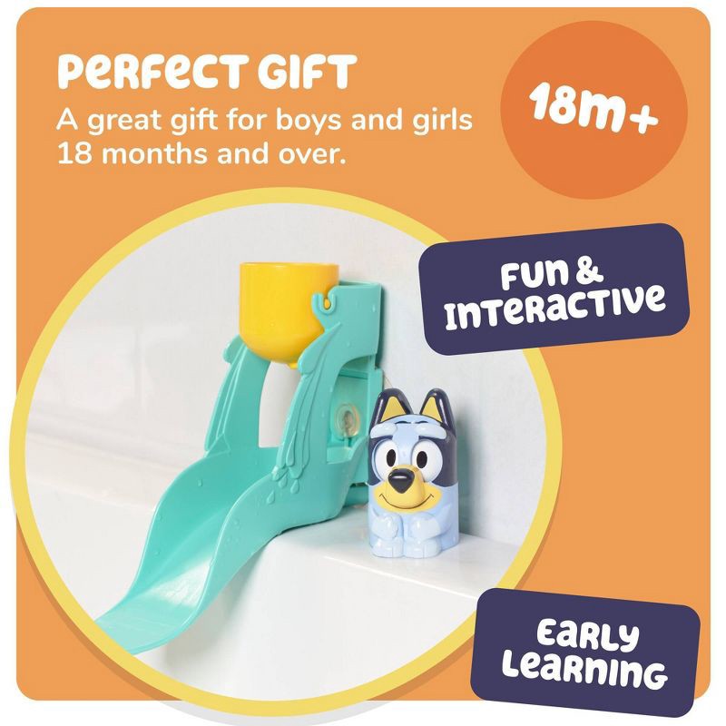 slide 5 of 7, Bluey Tomy Toomies Waterslide Bath Toys - 3pc, 3 ct