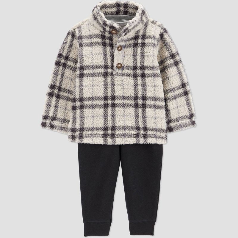 slide 2 of 6, Carter's Just One You® Baby Boys' 3pc Plaid Pullover Sweater with Long Sleeve Bodysuit and Jogger Pants Set - Black 18M, 3 ct