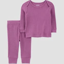 Carter's Just One You® Baby Girls' Thermal Sweatshirt and Jogger Pants Set - Purple 3M
