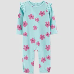 Carter's Just One You® Baby Girls' Floral Long Sleeve Romper - Purple/Mint Green 18M