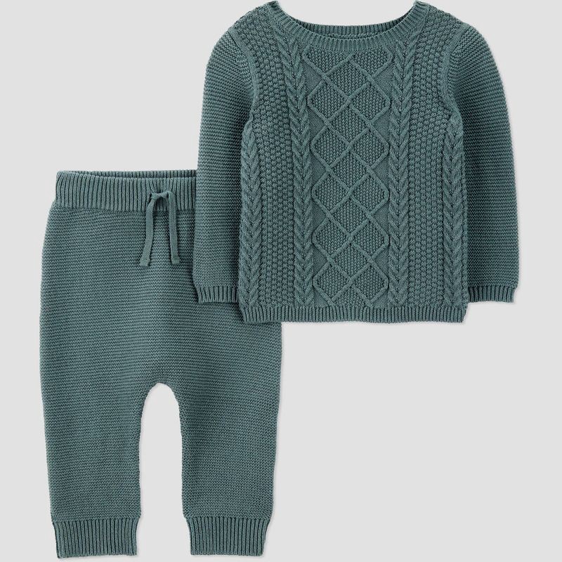slide 1 of 4, Carter's Just One You® Baby Boys' 2pc Cable Knit Sweater Set - Green 6M, 2 ct