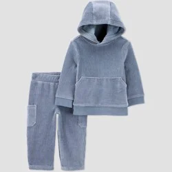 Carter's Just One You® Baby Boys' 2pc Velour Hooded Sweatshirt and Cargo Pants Set - Blue 6M