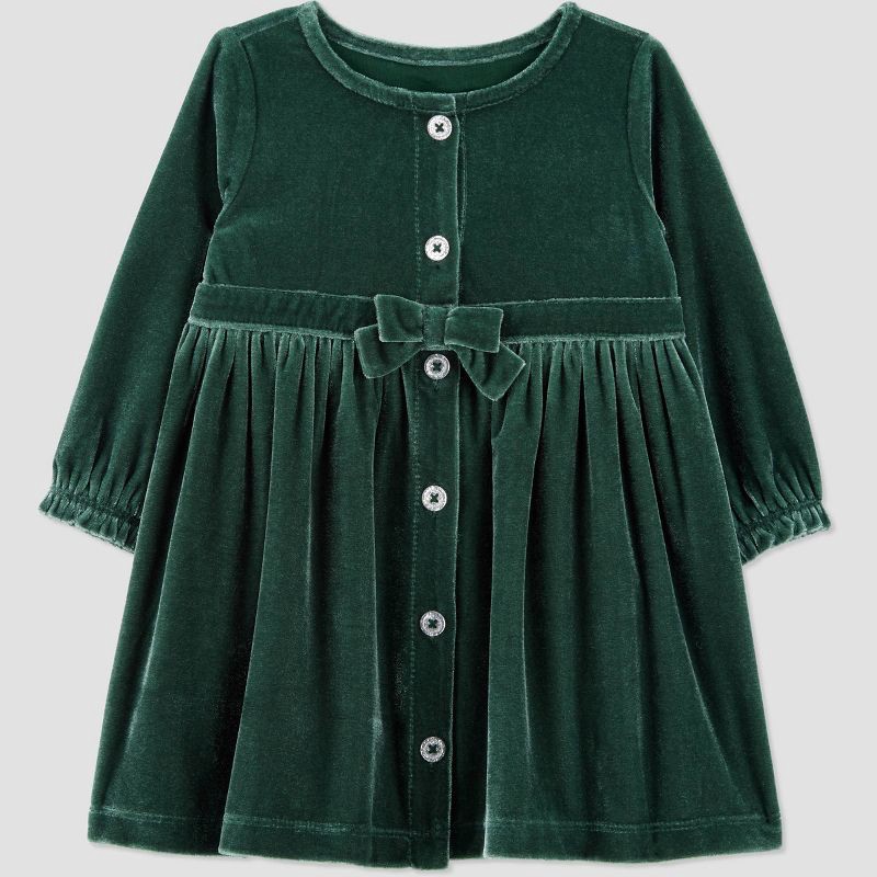 slide 2 of 5, Carter's Just One You® Baby Girls' 2pc Holiday Velour Dress - Green 6M, 2 ct