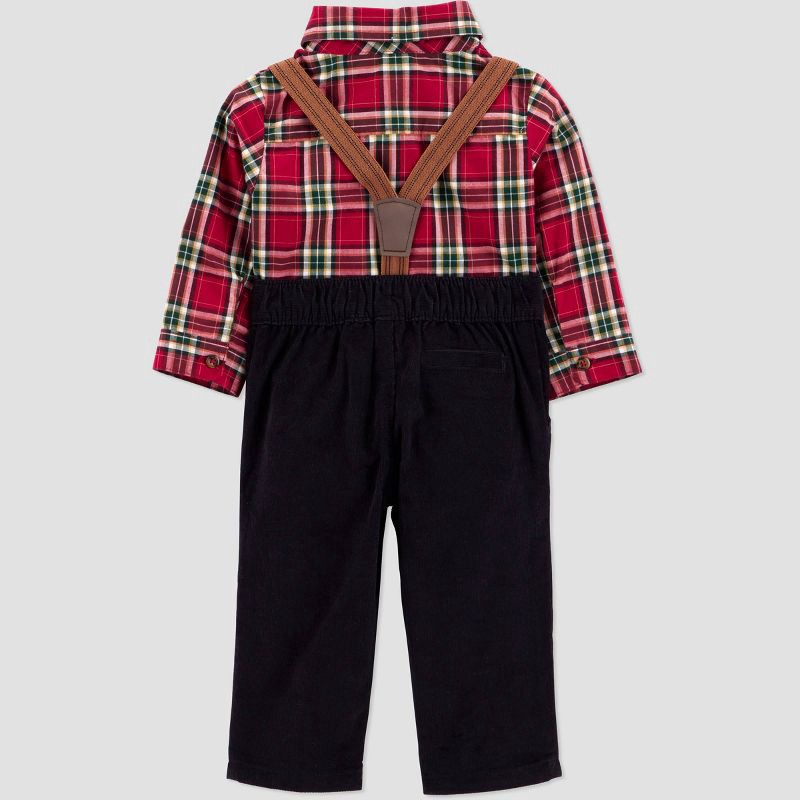 slide 3 of 6, Carter's Just One You® Baby Boys' Holiday 3pc Plaid Suspender Set - Red Newborn, 3 ct