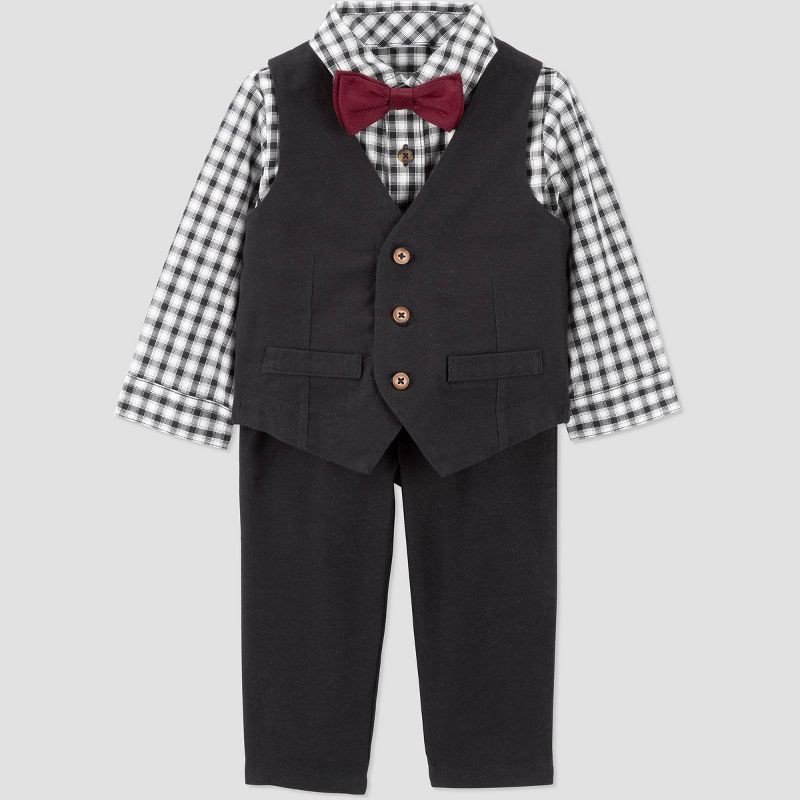 slide 2 of 6, Carter's Just One You® Baby Boys' 4pc Holiday Plaid Bow Tie Set - Black 18M, 4 ct