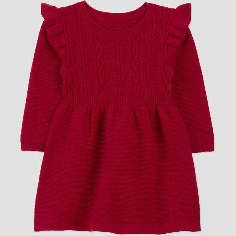 slide 2 of 5, Carter's Just One You® Baby Girls' 2pc Holiday Sweater Dress - Red 3M, 2 ct