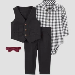 Carter's Just One You® Baby Boys' 4pc Holiday Plaid Bow Tie Set - Black 6M